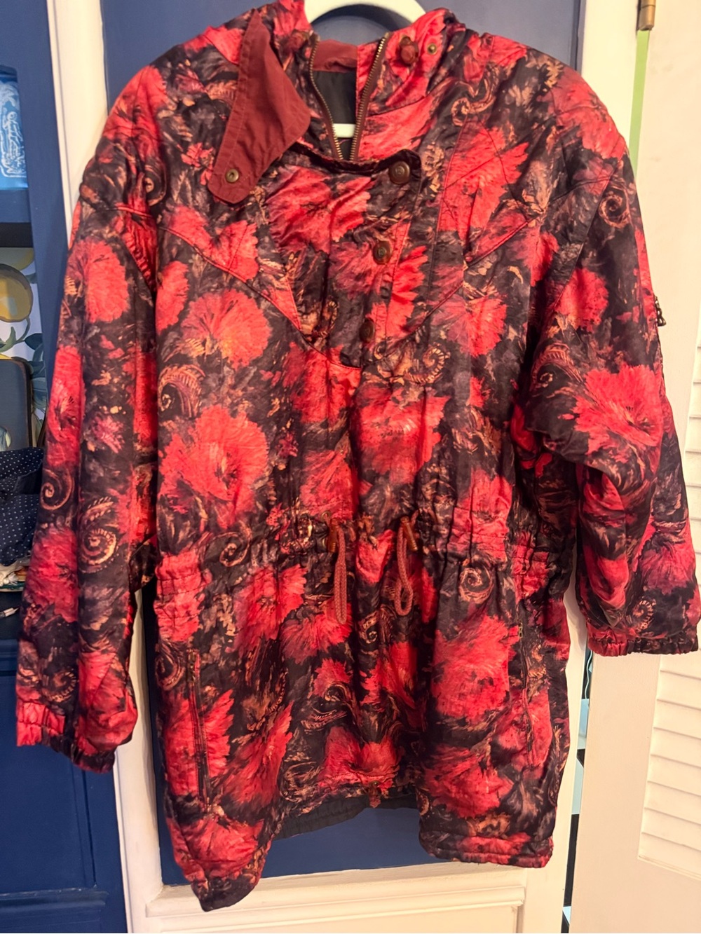 Bogner Red and Black Floral Quilted Puffer Jacket - Women